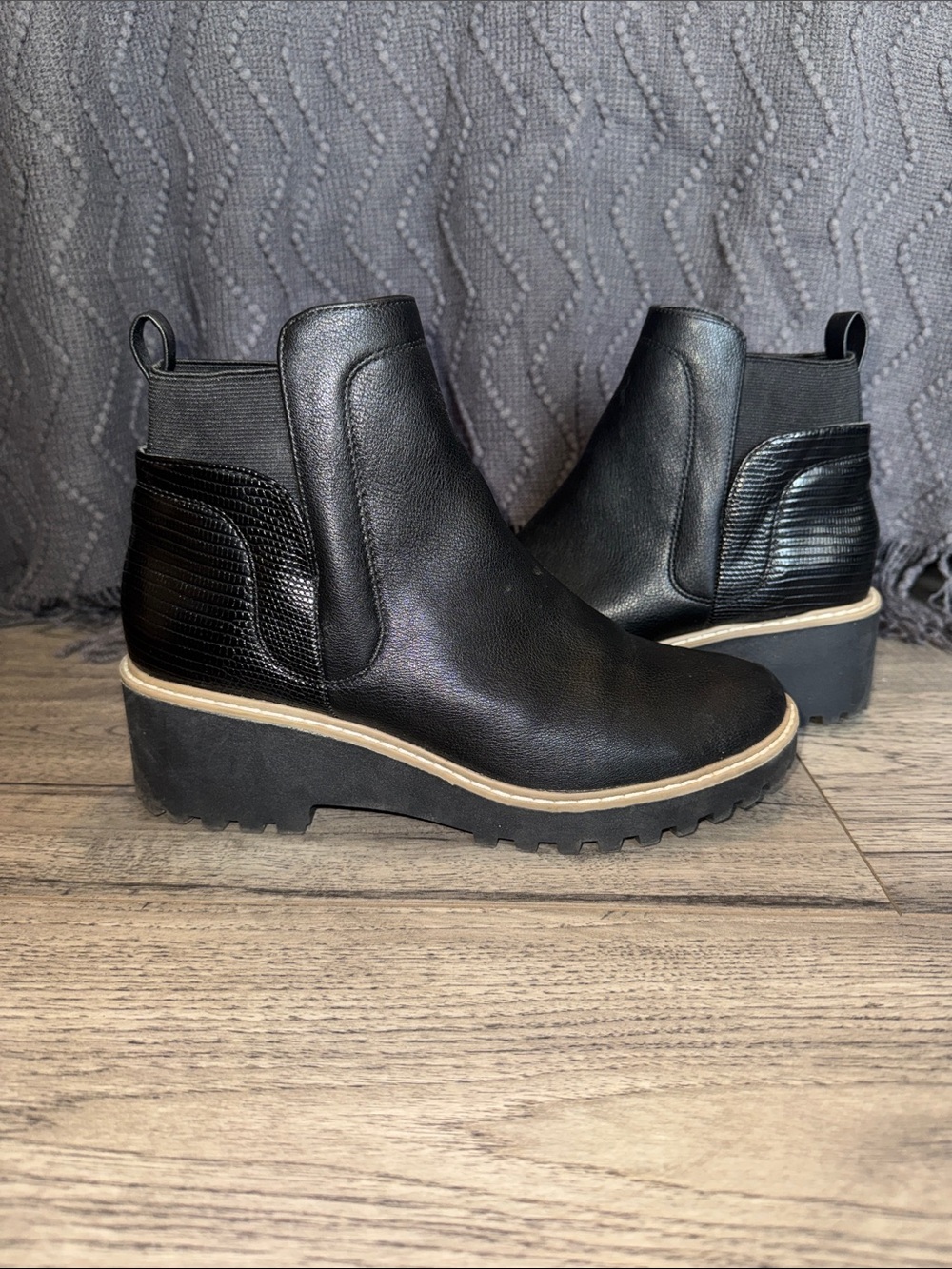 Black Platform Chelsea Ankle Boots - Women